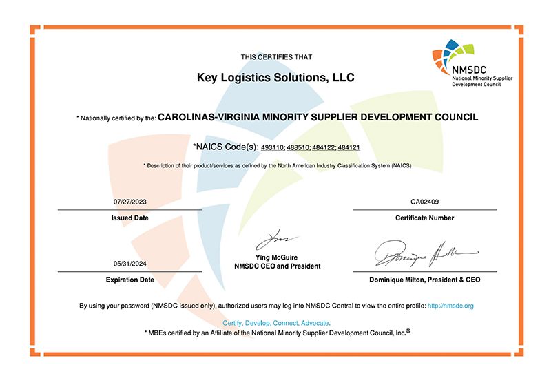 2023-NMSDC-Key-Logistics-Certificate